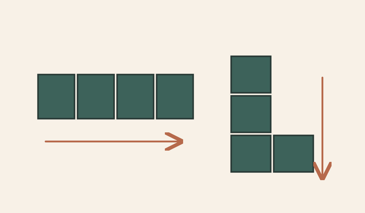 Equal rectangular kitchen units are arranged in a straight run and an L shape.