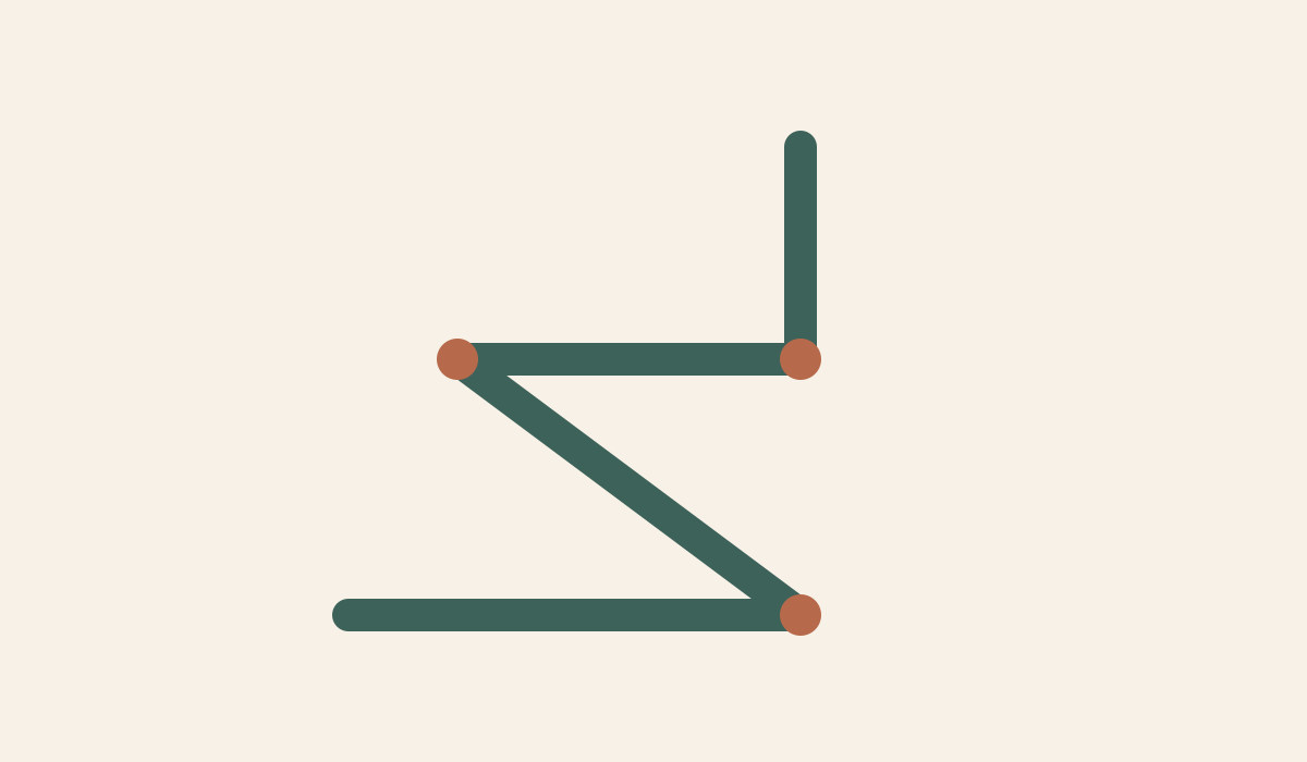 Four connected planes make a zigzag chair profile with its junctions highlighted.