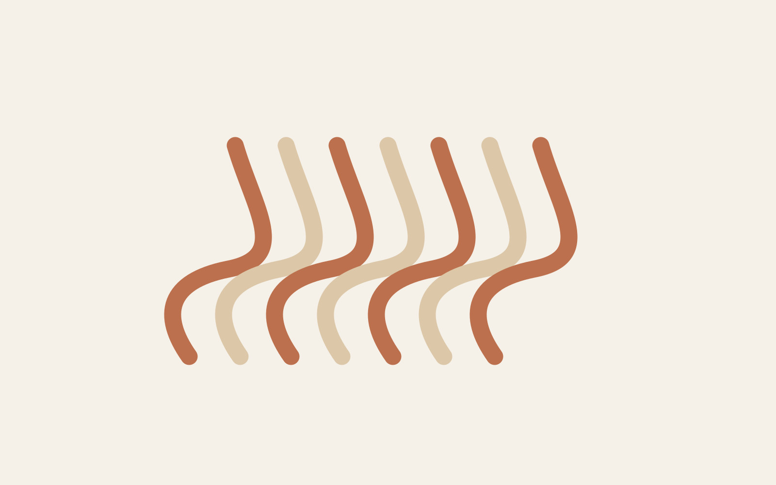 Repeated broad curved strips form a shared seat-like area with open spaces between them.