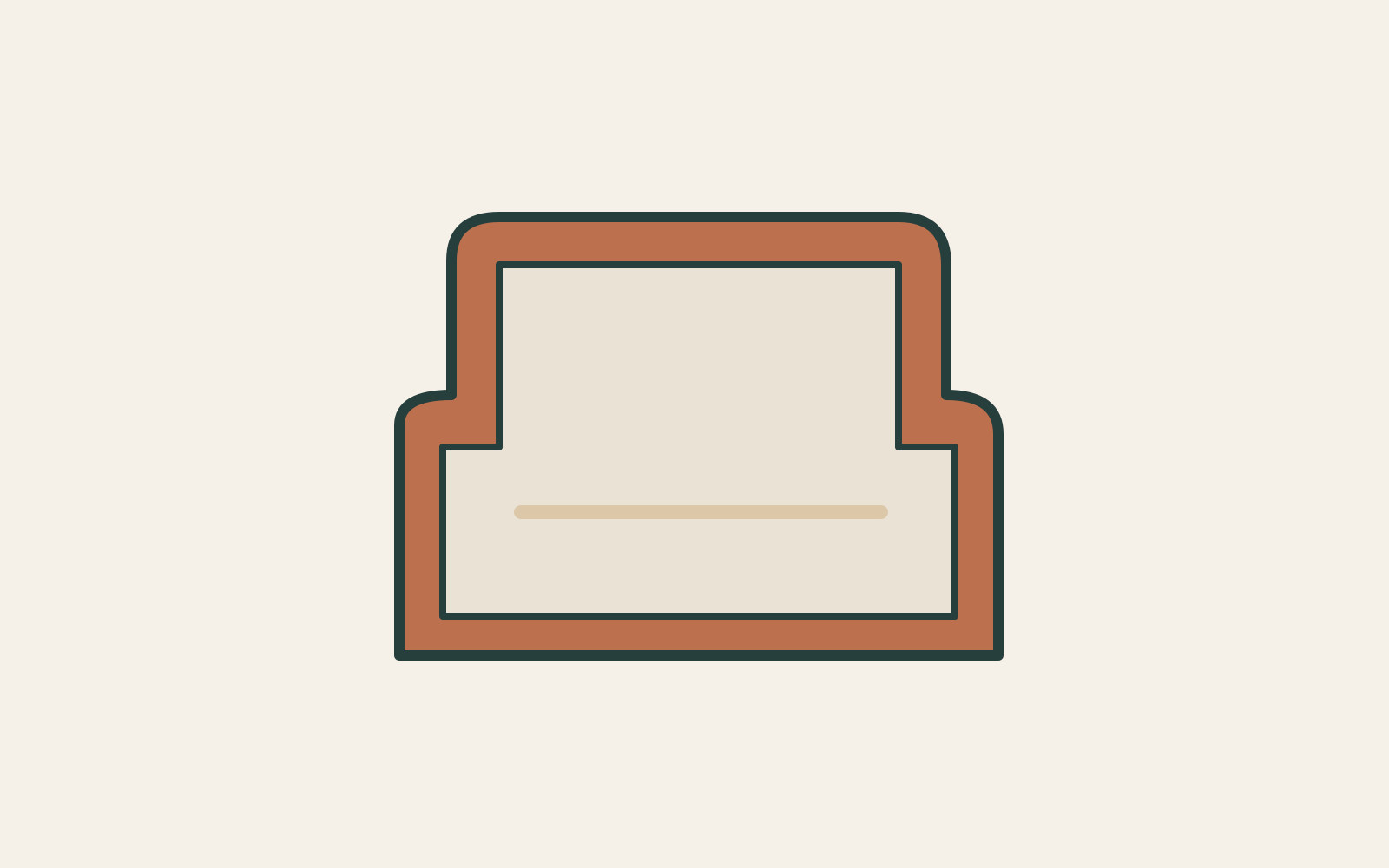 A pale seat-like volume is enclosed by a contrasting outer band.