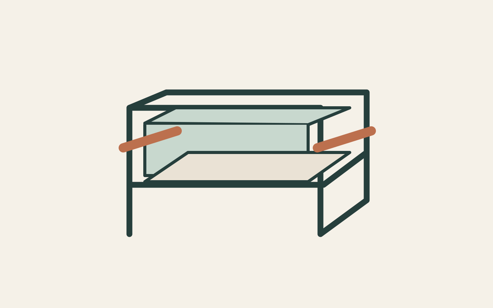 A chair diagram distinguishes broad upholstery, a dark supporting outline and narrow brown arm surfaces.