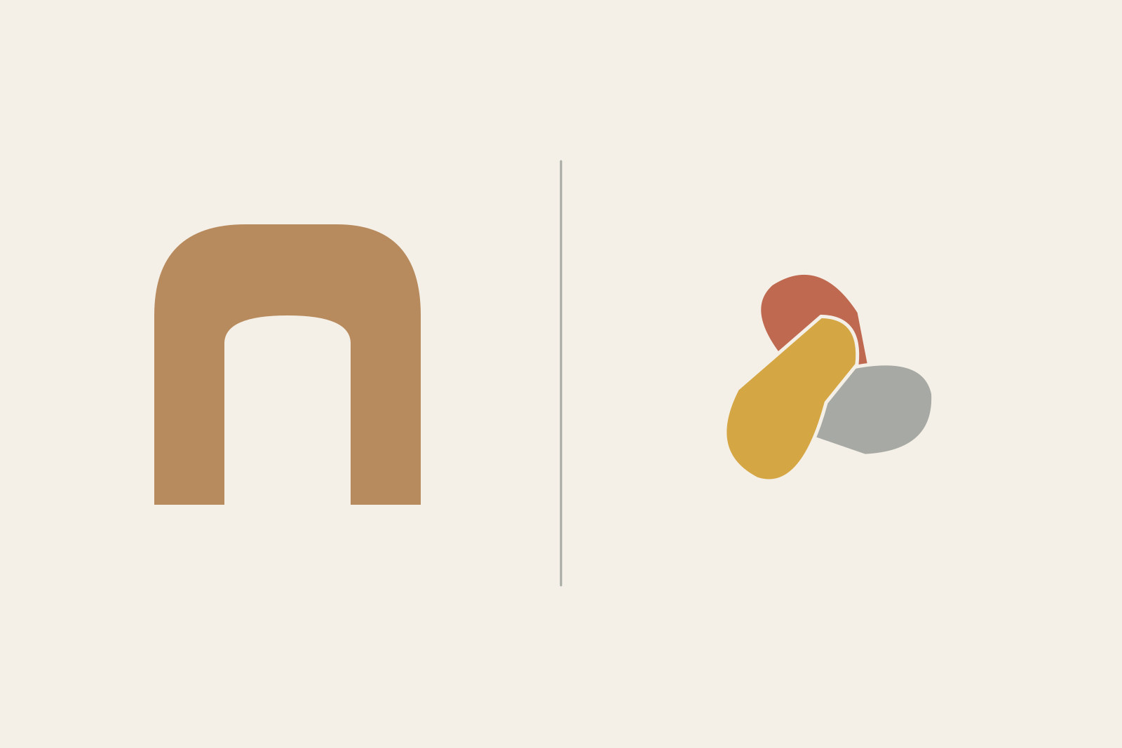 A continuous wooden volume and a three-part stone-like arrangement compare two approaches to form.