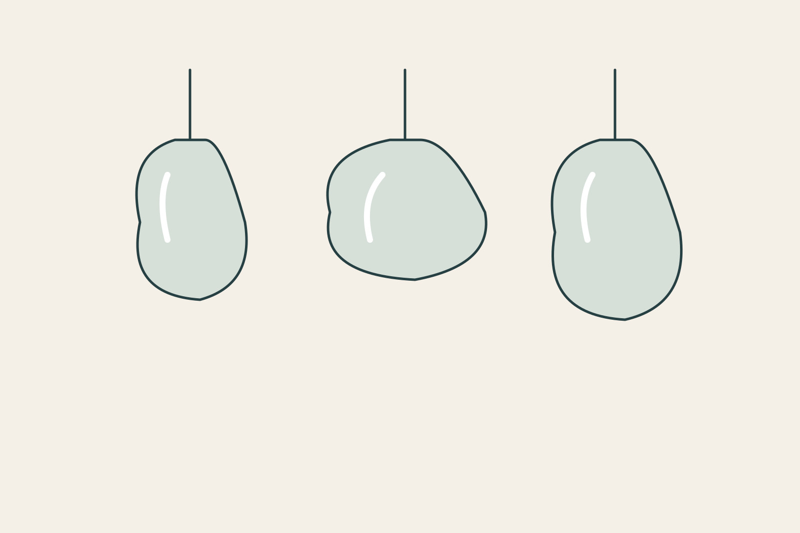 Different invented blown-glass silhouettes explain controlled variation.