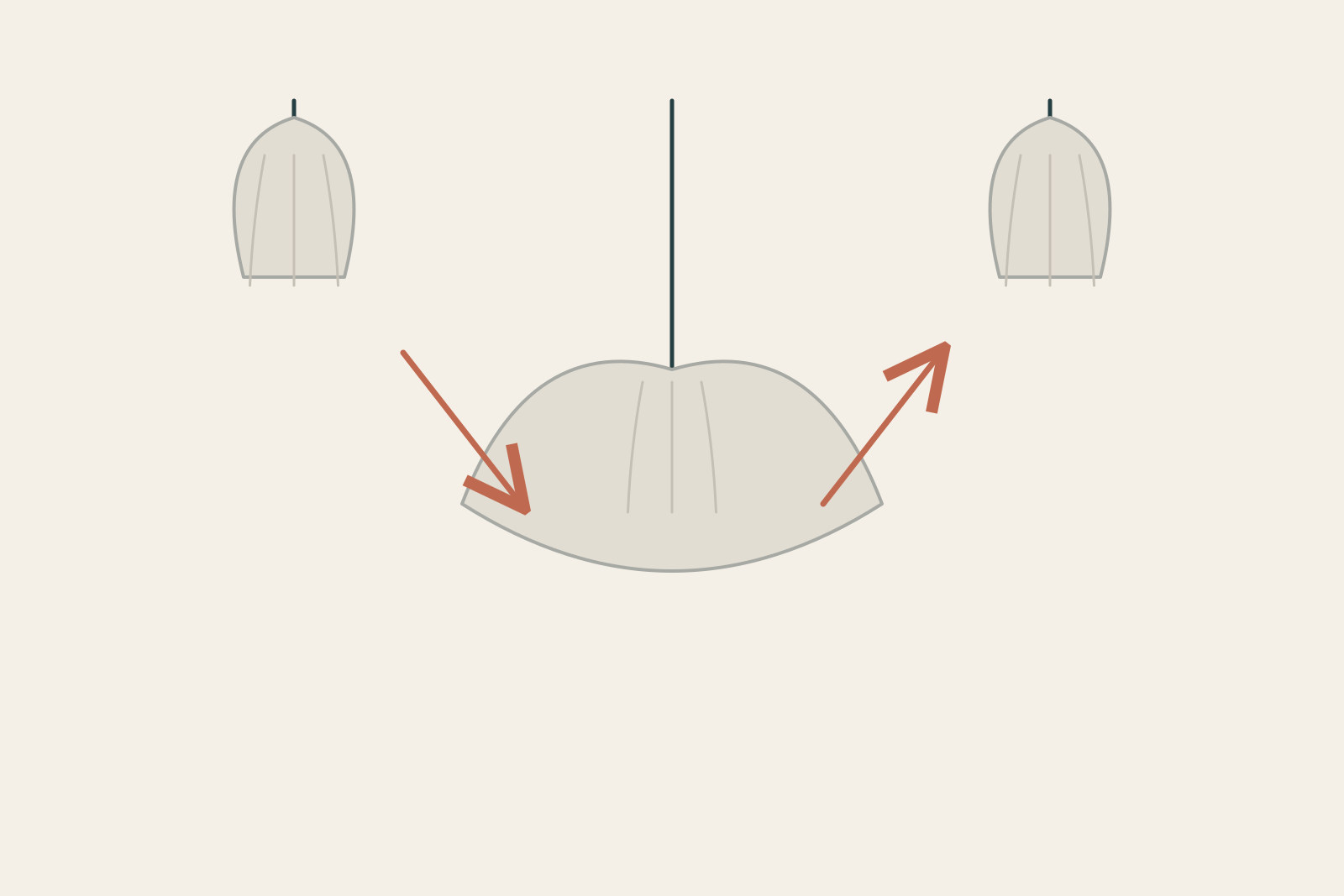 Closed, descending/open and retreating states explain a choreographed change in a silk form, without a technical mechanism or visitor-sensing claim.