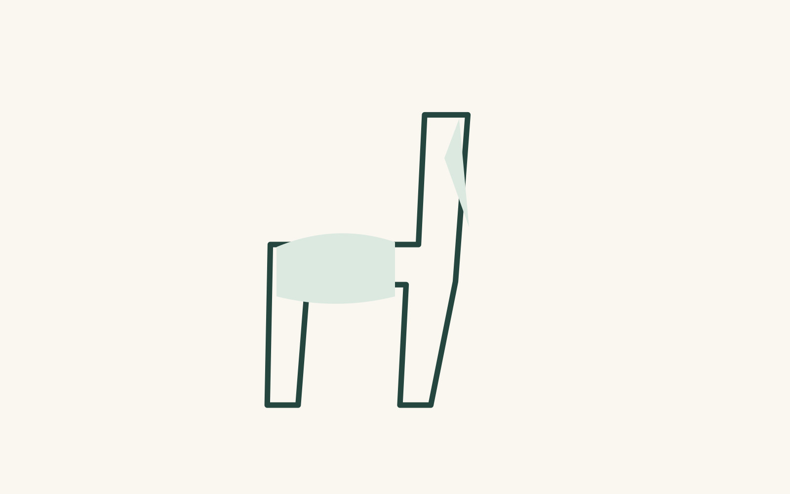 A chair-like outline surrounds pale open fields between its lines.