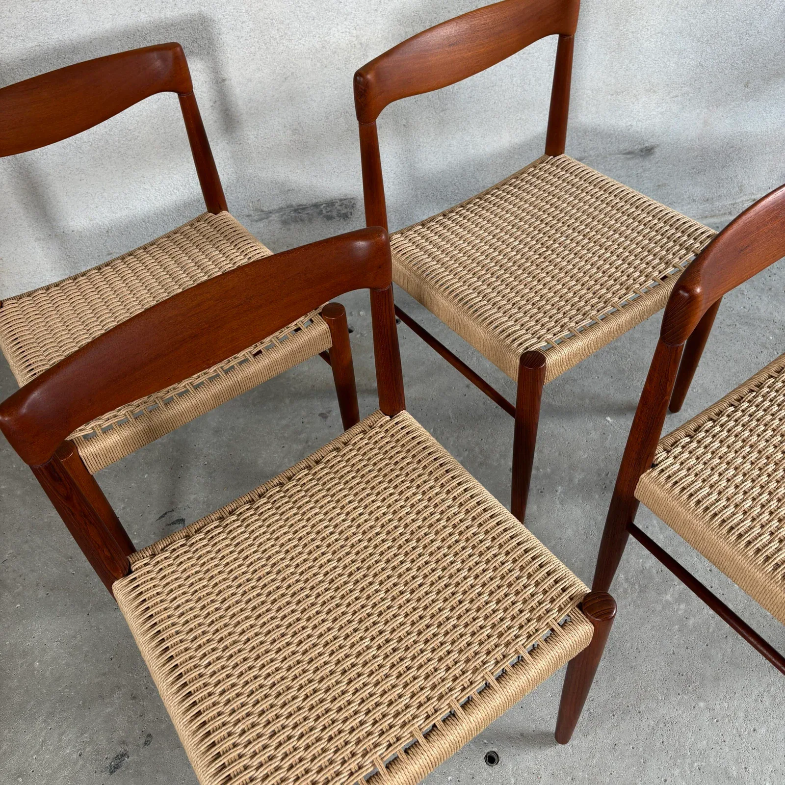 Set of 4 Teak Dining Chairs by H. W. Klein for Bramin