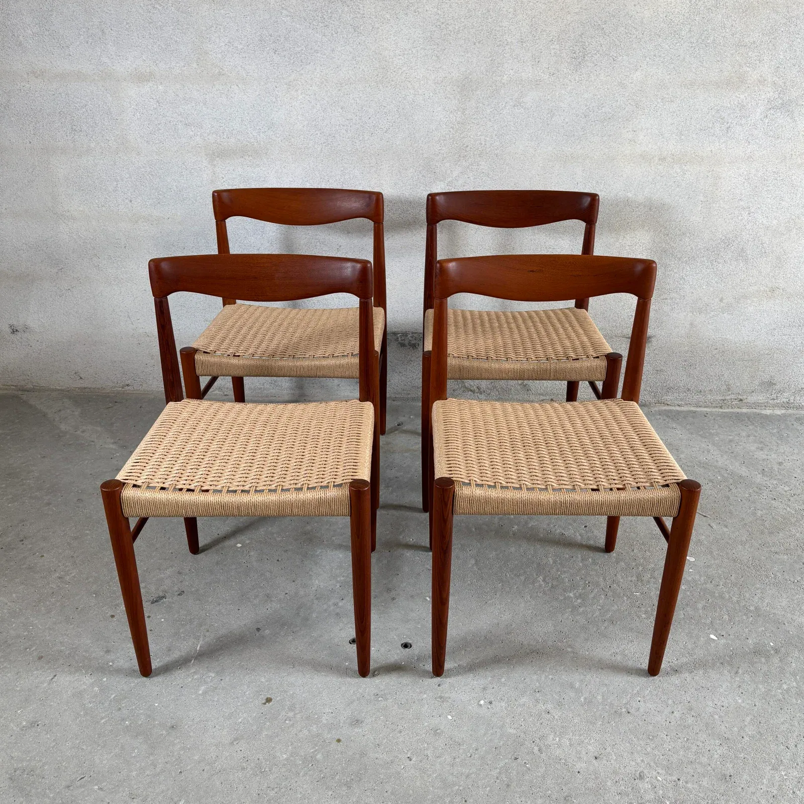 Set of 4 Teak Dining Chairs by H. W. Klein for Bramin