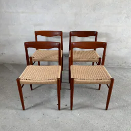 Set of 4 Teak Dining Chairs by H. W. Klein for Bramin