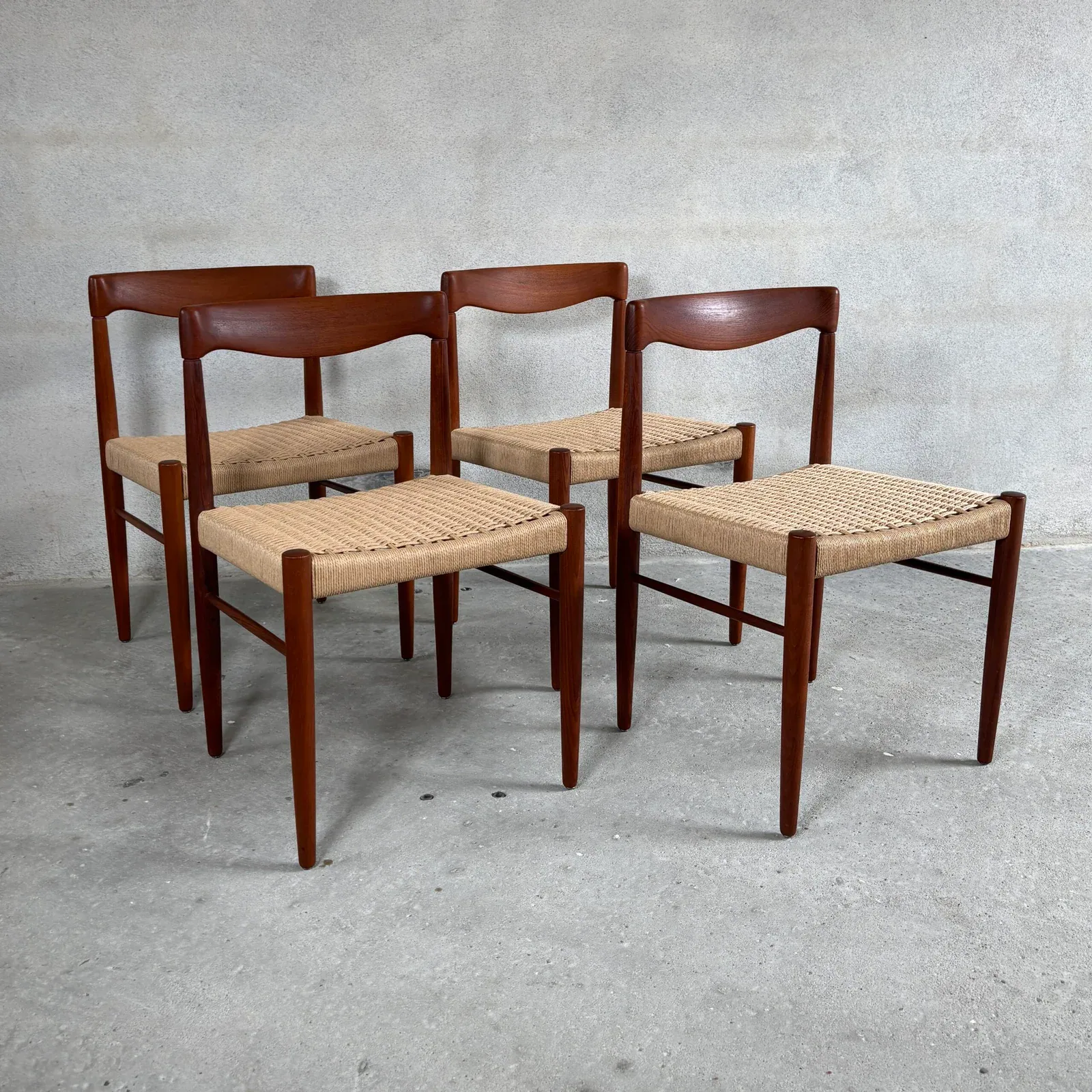 Set of 4 Teak Dining Chairs by H. W. Klein for Bramin