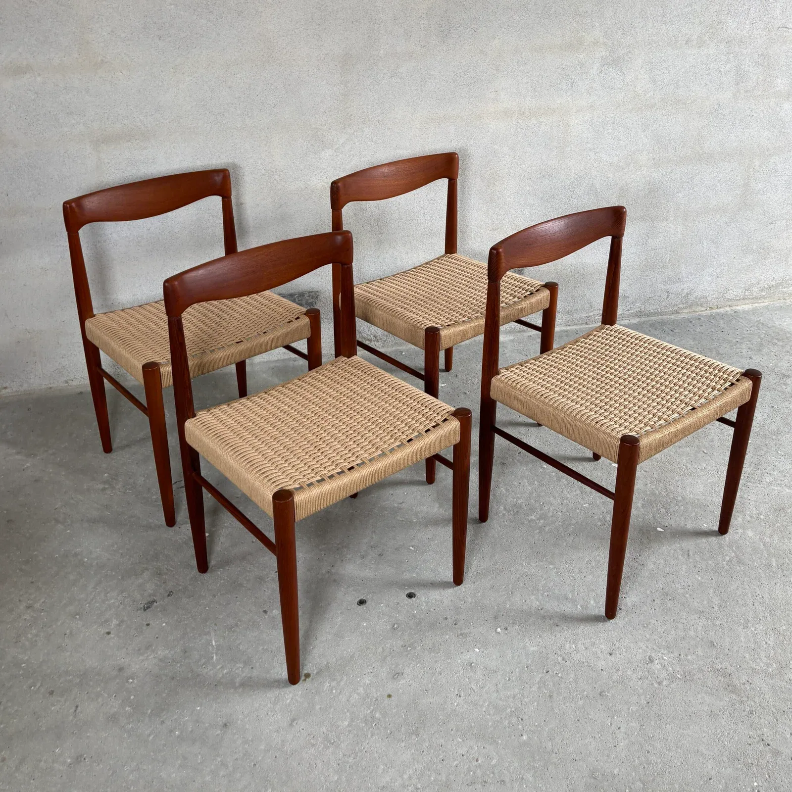 Set of 4 Teak Dining Chairs by H. W. Klein for Bramin