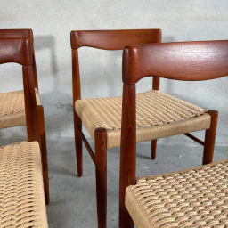 Set of 4 Teak Dining Chairs by H. W. Klein for Bramin
