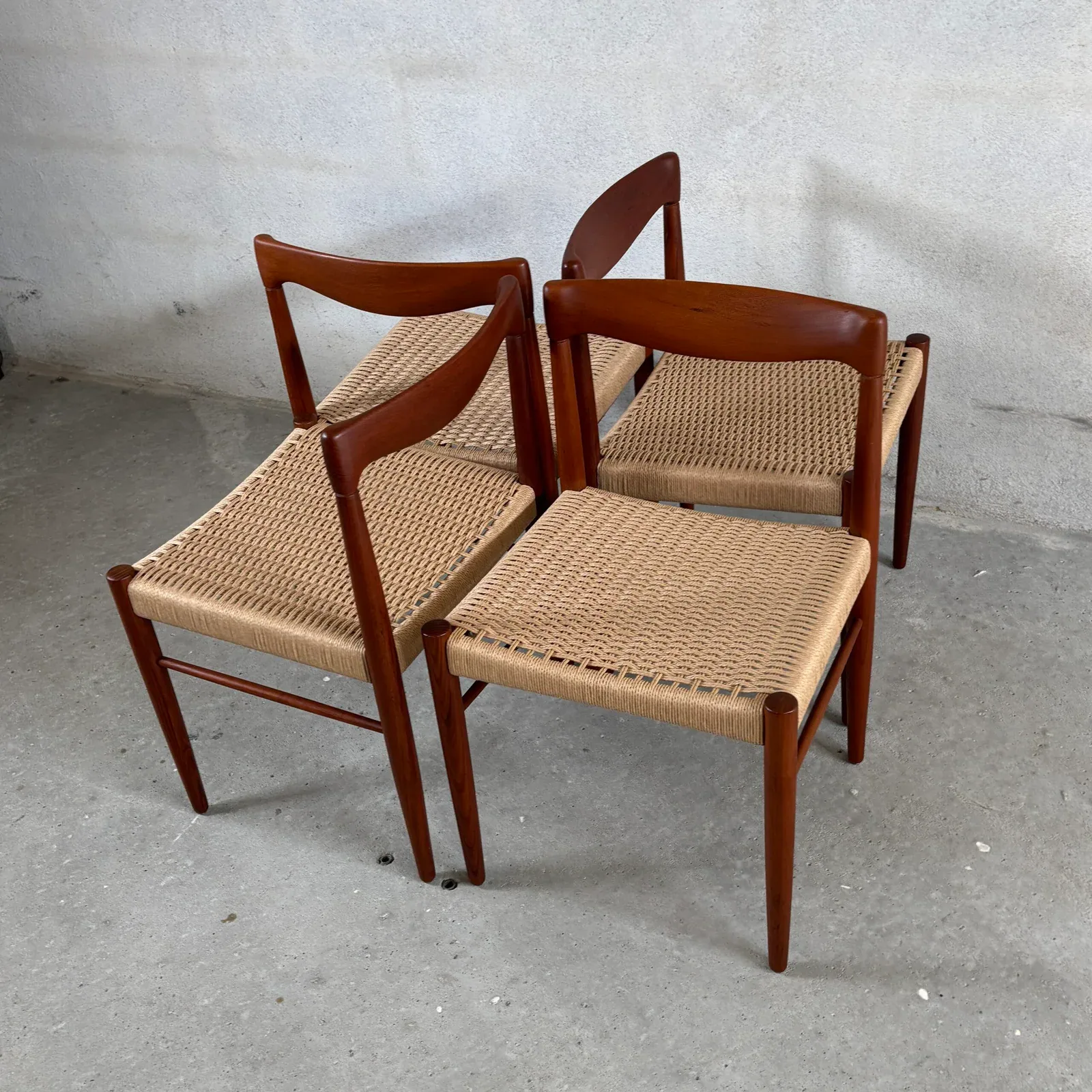 Set of 4 Teak Dining Chairs by H. W. Klein for Bramin