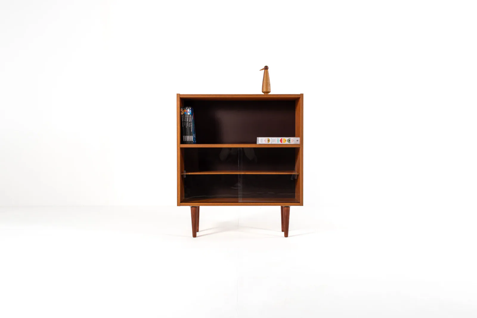 Mid-Century Danish Teak Bookcase with Sliding Glass Doors, 1960s