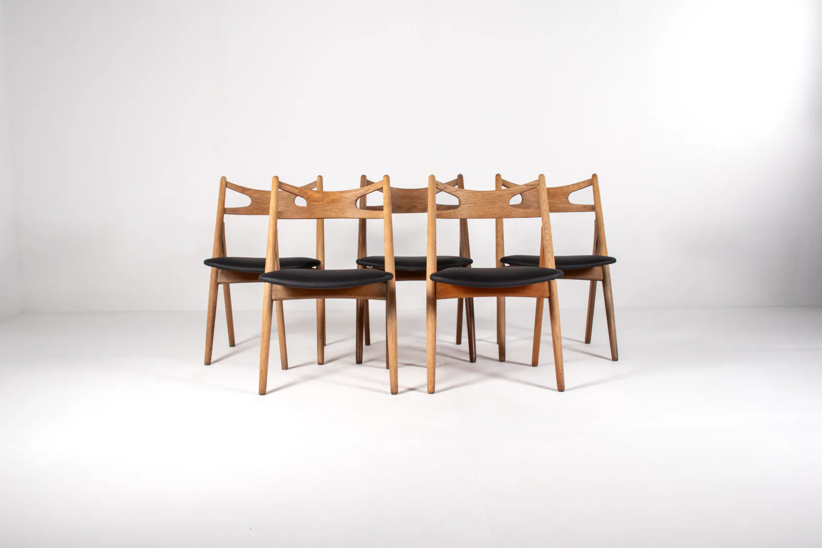 Set of Five CH29 “Sawbuck” Dining Chairs by Hans J. Wegner for Carl Hansen & Søn, 1950s