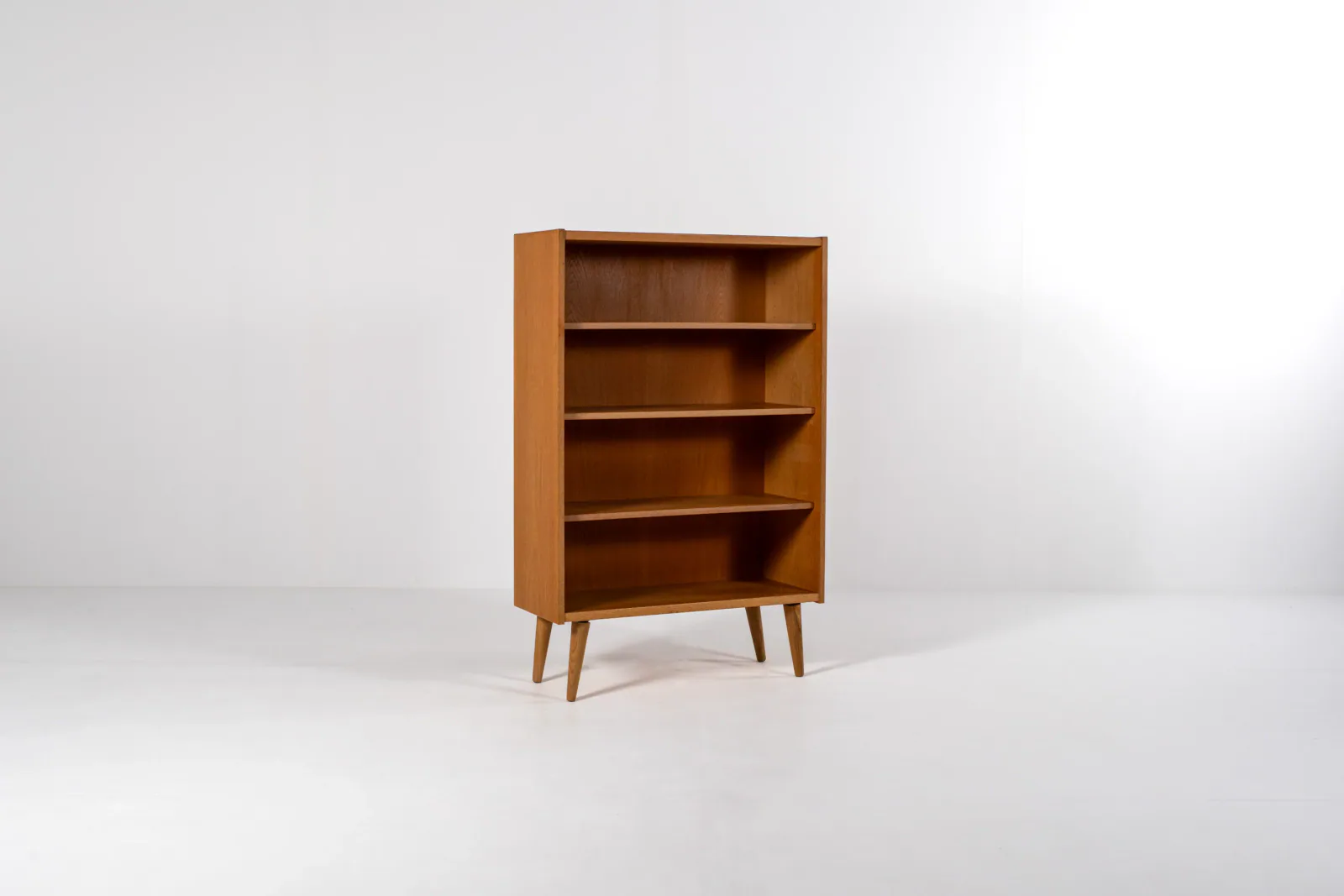 1960s Danish Oak Bookcase with Four Open Shelves
