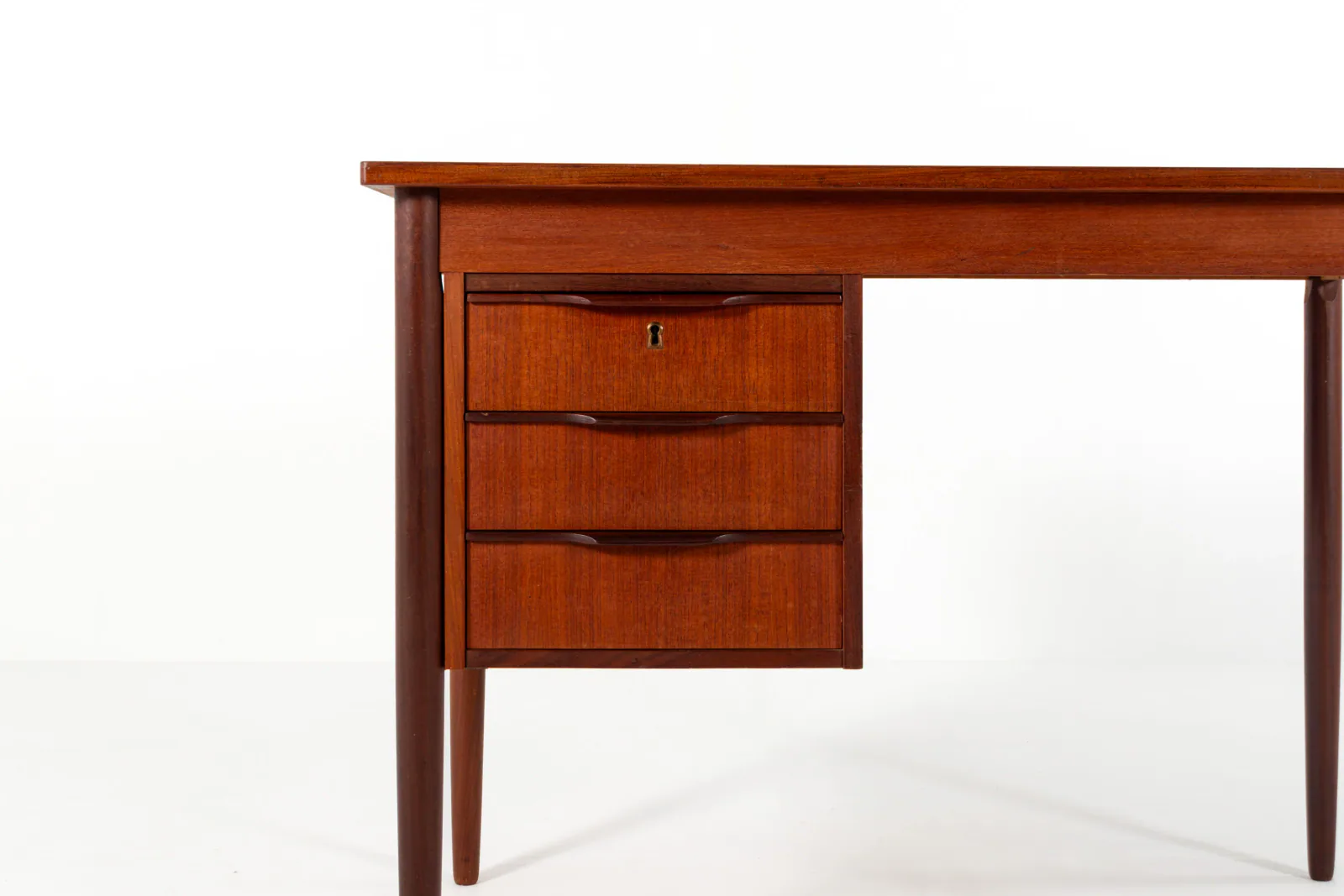 Mid-Century Danish Teak Desk with Three Drawers, 1960s