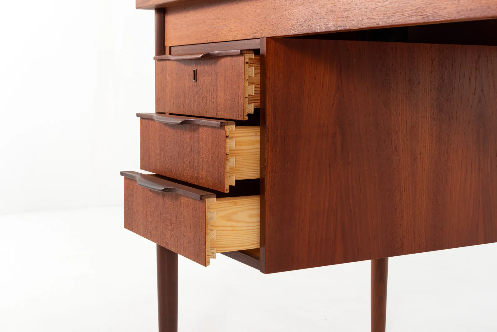 Mid-Century Danish Teak Desk with Three Drawers, 1960s