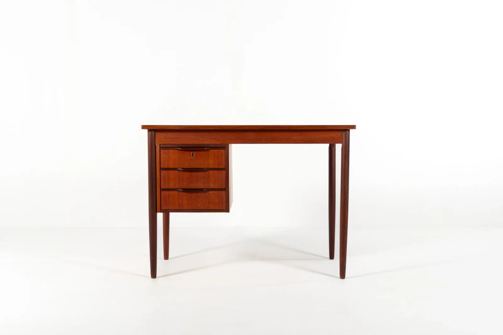 Mid-Century Danish Teak Desk with Three Drawers, 1960s