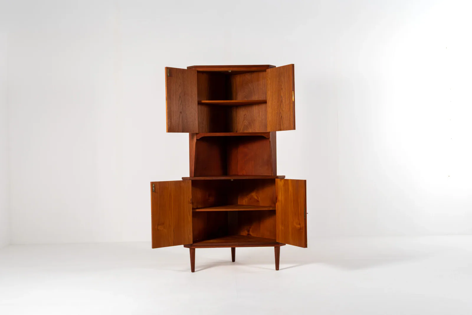 Mid-Century Danish Teak Corner Cabinet with Display Shelf, 1960s