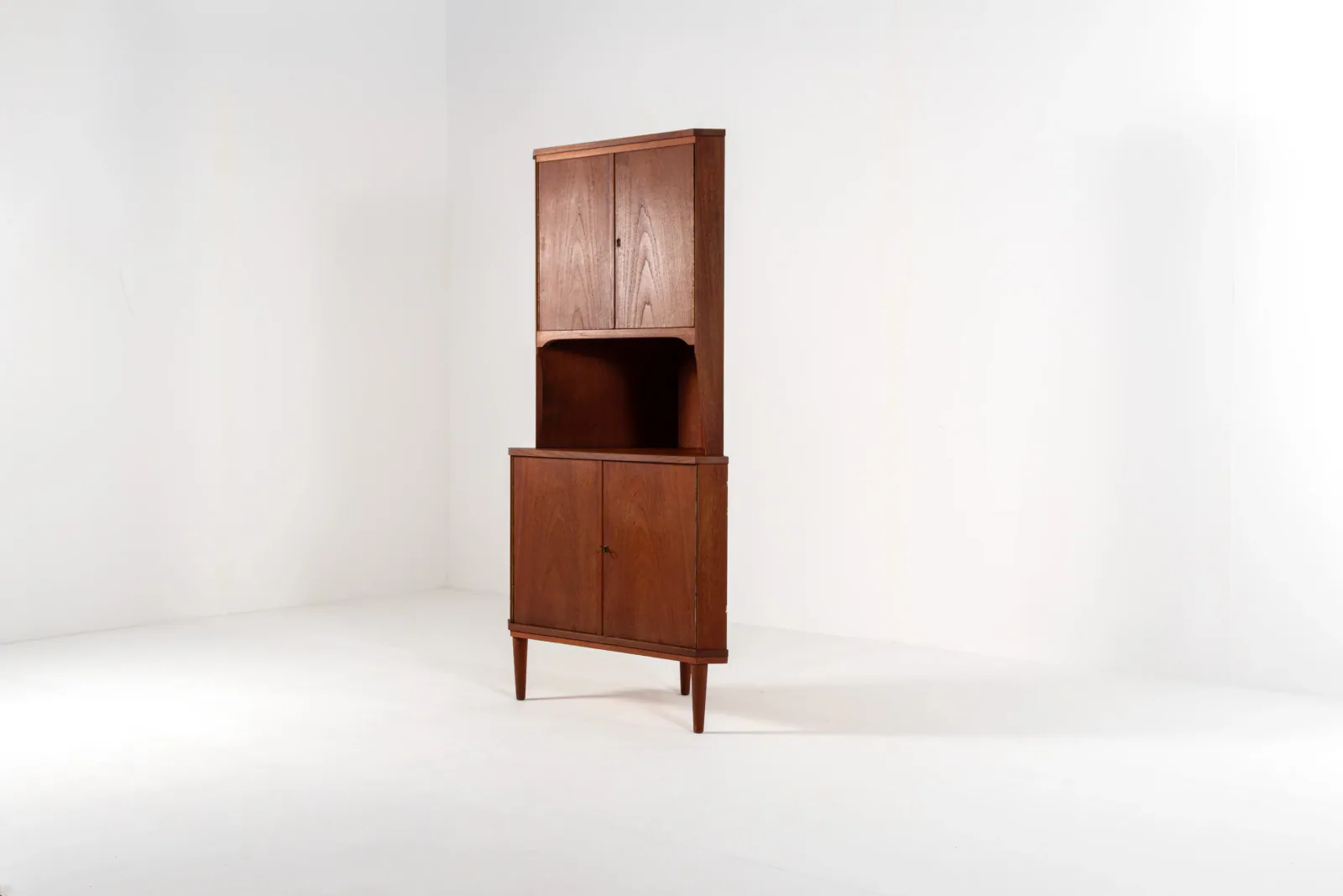 Mid-Century Danish Teak Corner Cabinet with Display Shelf, 1960s