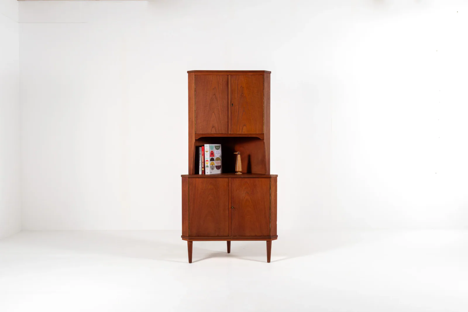 Mid-Century Danish Teak Corner Cabinet with Display Shelf, 1960s
