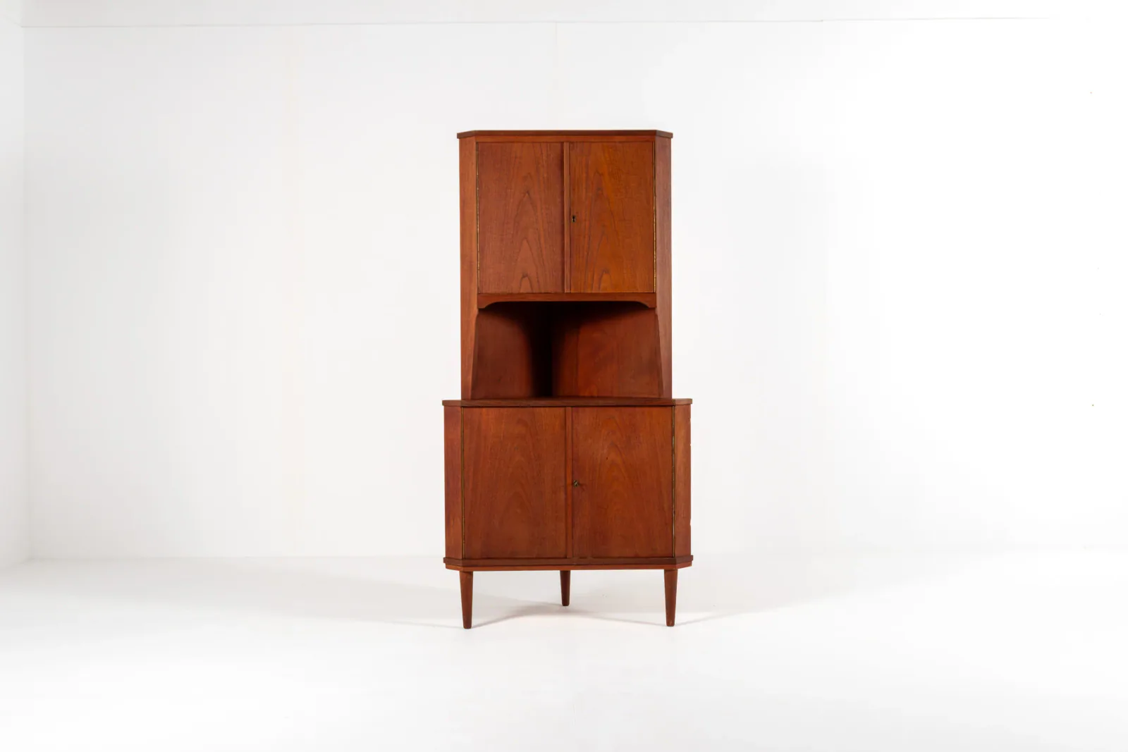 Mid-Century Danish Teak Corner Cabinet with Display Shelf, 1960s