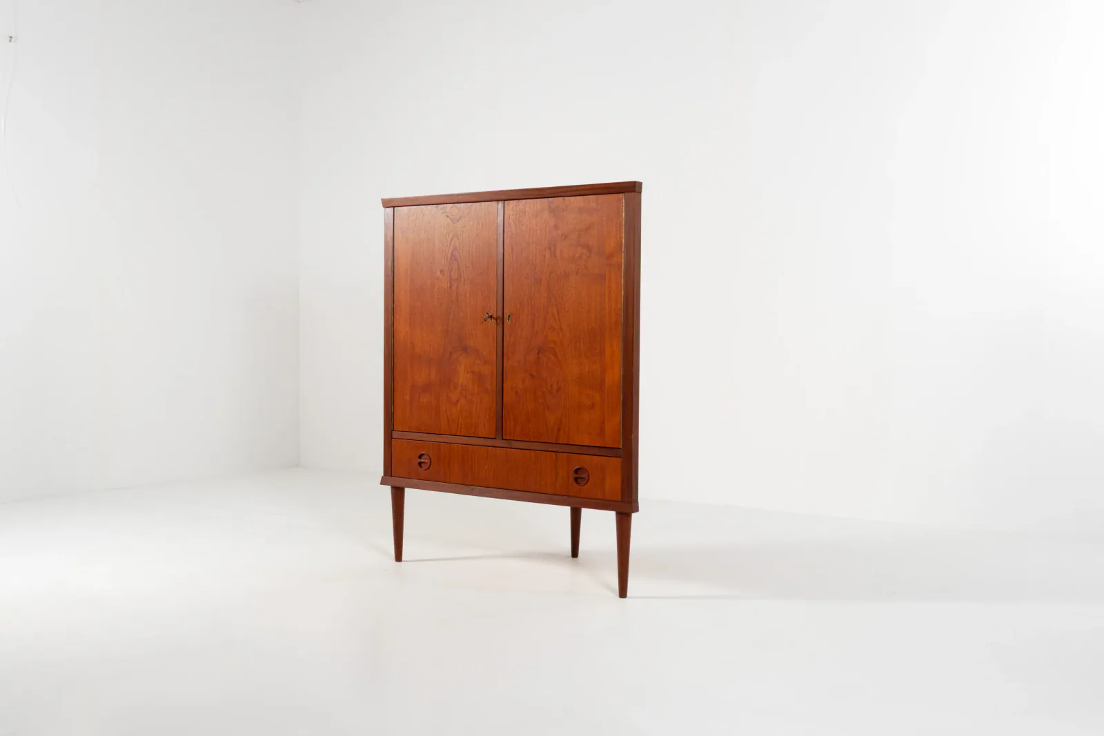 Mid-Century Danish Teak Corner Cabinet with Drawer, 1960s