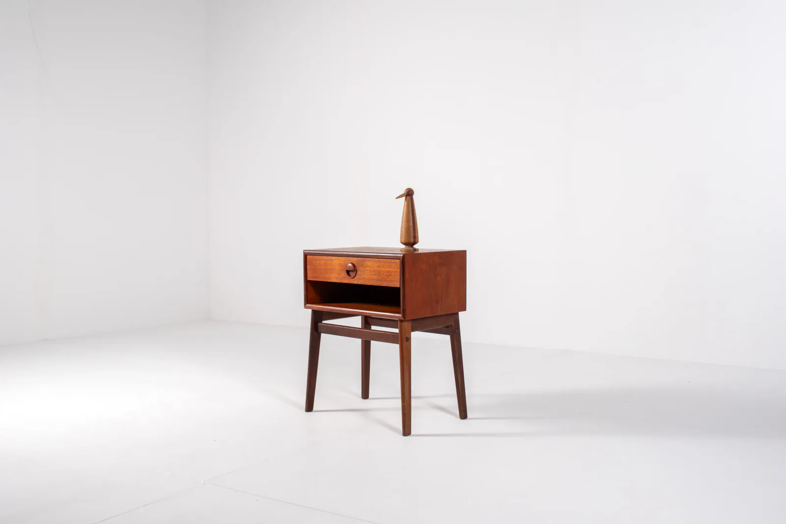 Mid-Century Danish Teak Bedside Table with Drawer