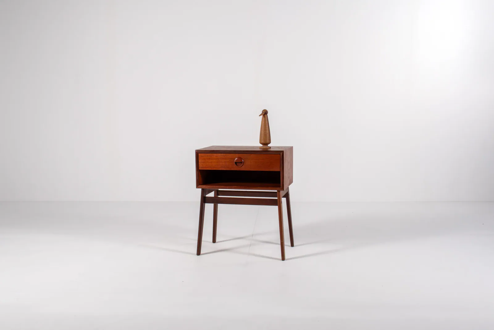 Mid-Century Danish Teak Bedside Table with Drawer