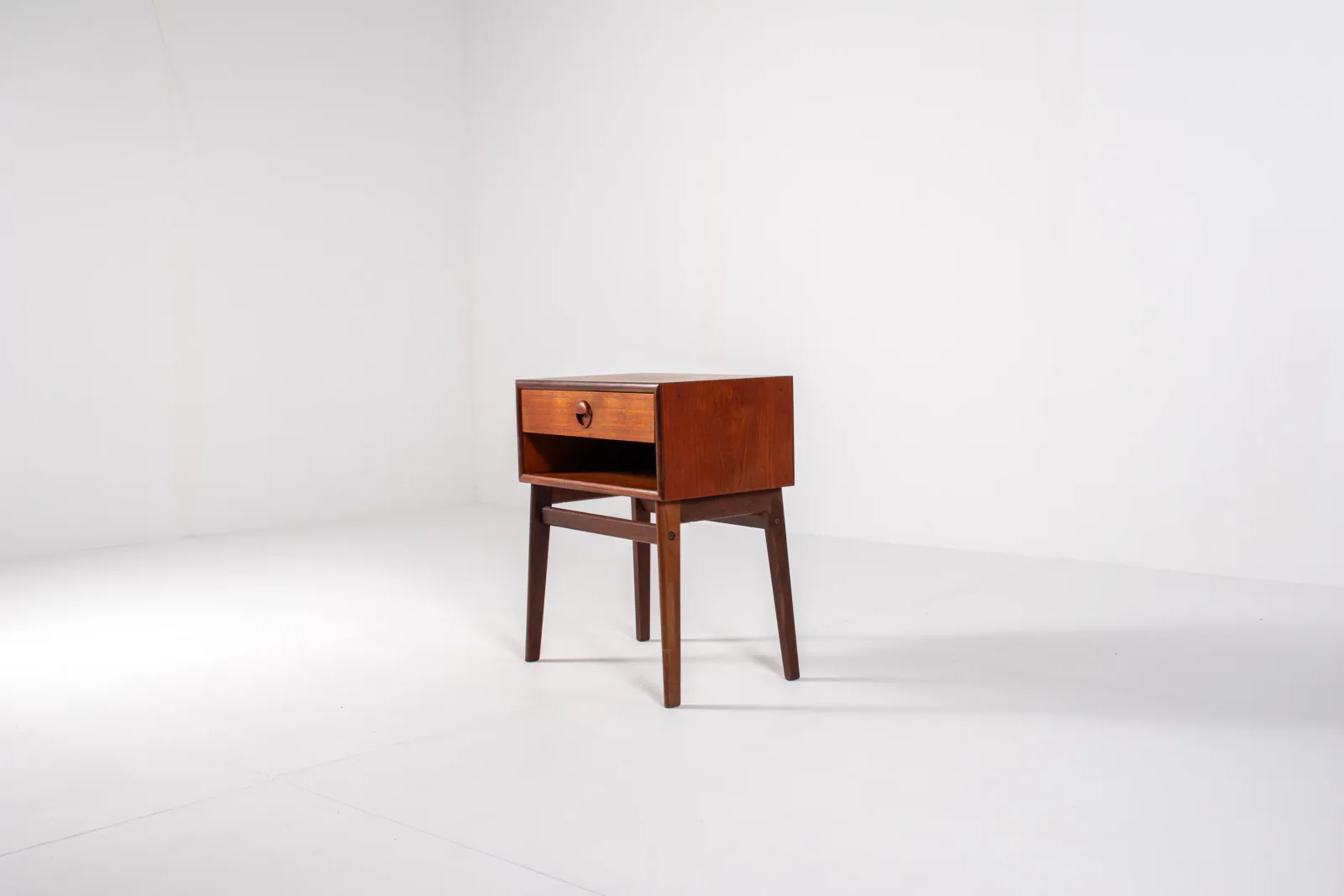 Mid-Century Danish Teak Bedside Table with Drawer