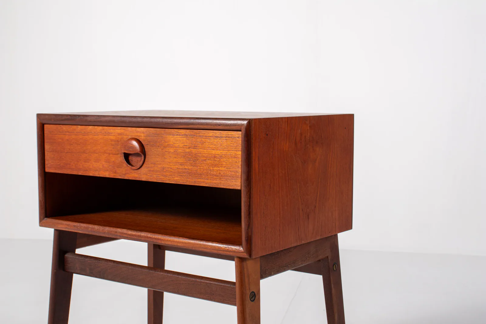 Mid-Century Danish Teak Bedside Table with Drawer