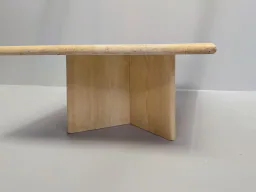 Vintage Travertine Coffee Table with Square Top and X-Base