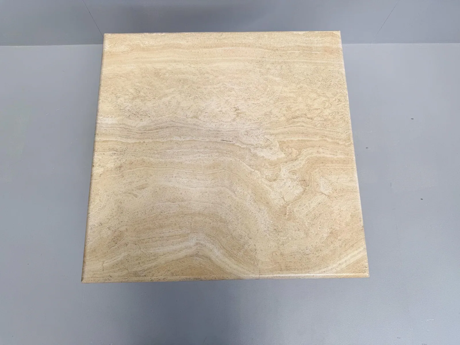 Vintage Travertine Coffee Table with Square Top and X-Base