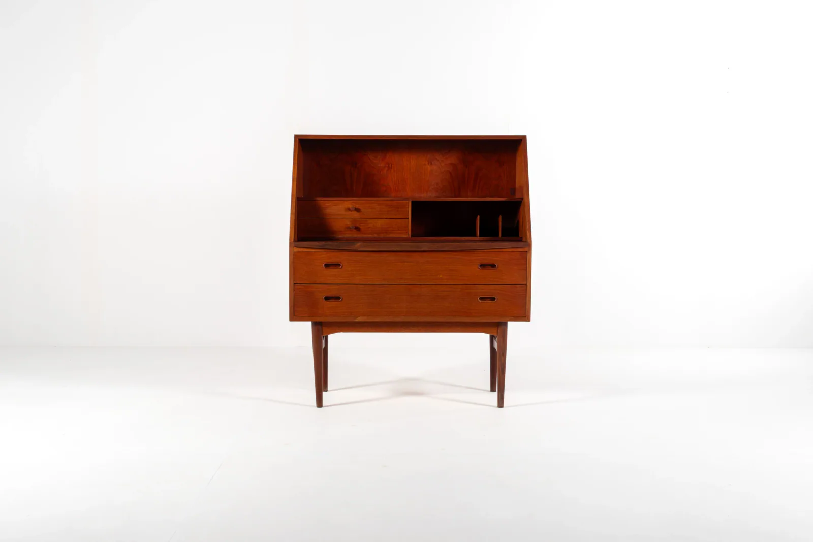 1960s Danish Teak Secretary Desk with Fold-Down Writing Surface