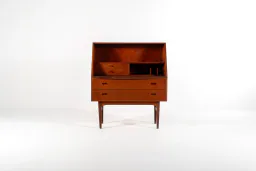 1960s Danish Teak Secretary Desk with Fold-Down Writing Surface
