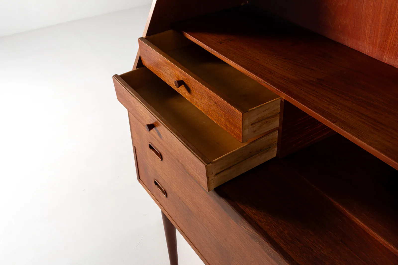 1960s Danish Teak Secretary Desk with Fold-Down Writing Surface
