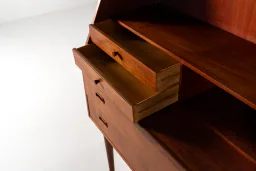 1960s Danish Teak Secretary Desk with Fold-Down Writing Surface