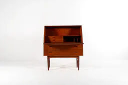 1960s Danish Teak Secretary Desk with Fold-Down Writing Surface