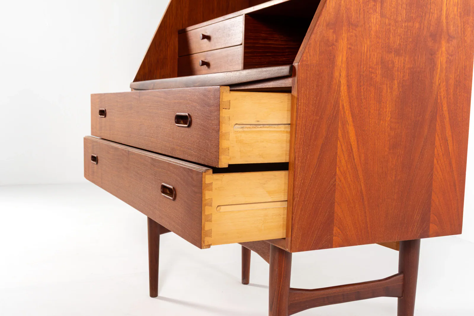 1960s Danish Teak Secretary Desk with Fold-Down Writing Surface