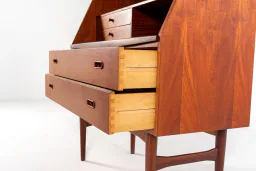 1960s Danish Teak Secretary Desk with Fold-Down Writing Surface