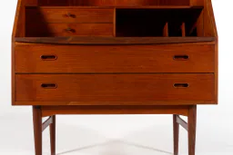 1960s Danish Teak Secretary Desk with Fold-Down Writing Surface