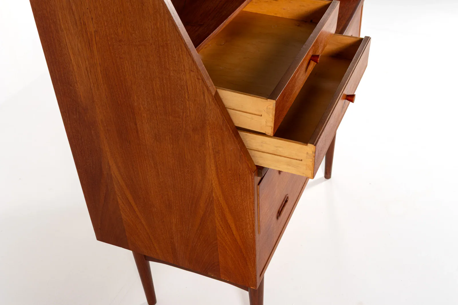 1960s Danish Teak Secretary Desk with Fold-Down Writing Surface