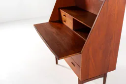 1960s Danish Teak Secretary Desk with Fold-Down Writing Surface