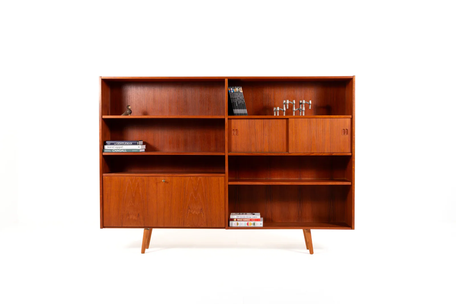 Danish Mid-Century Teak Bookcase with Sliding Doors, 1960s