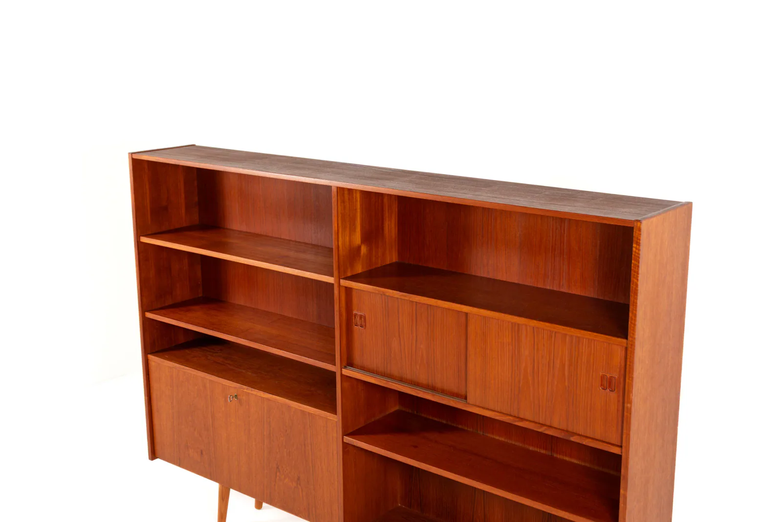 Danish Mid-Century Teak Bookcase with Sliding Doors, 1960s