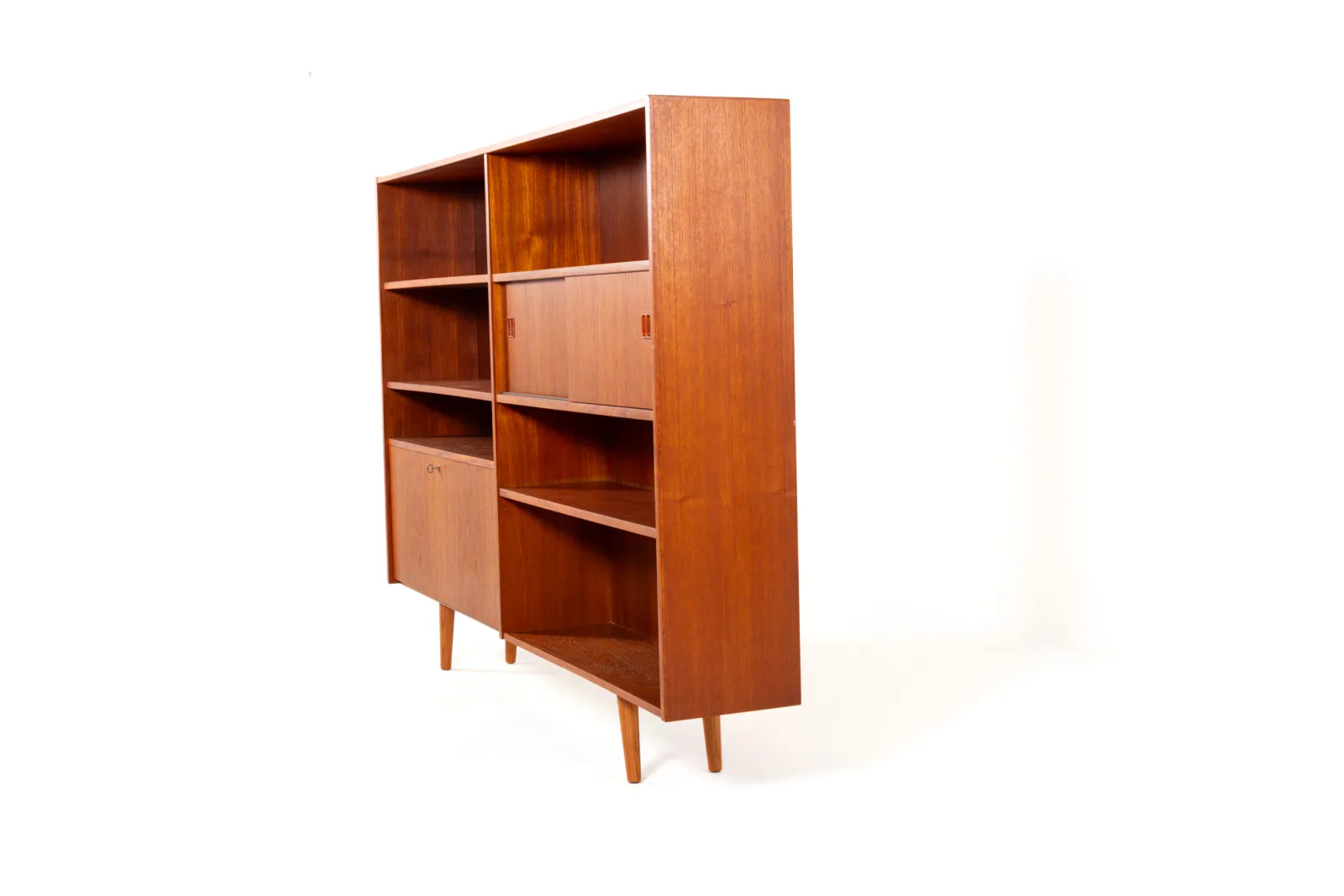 Danish Mid-Century Teak Bookcase with Sliding Doors, 1960s
