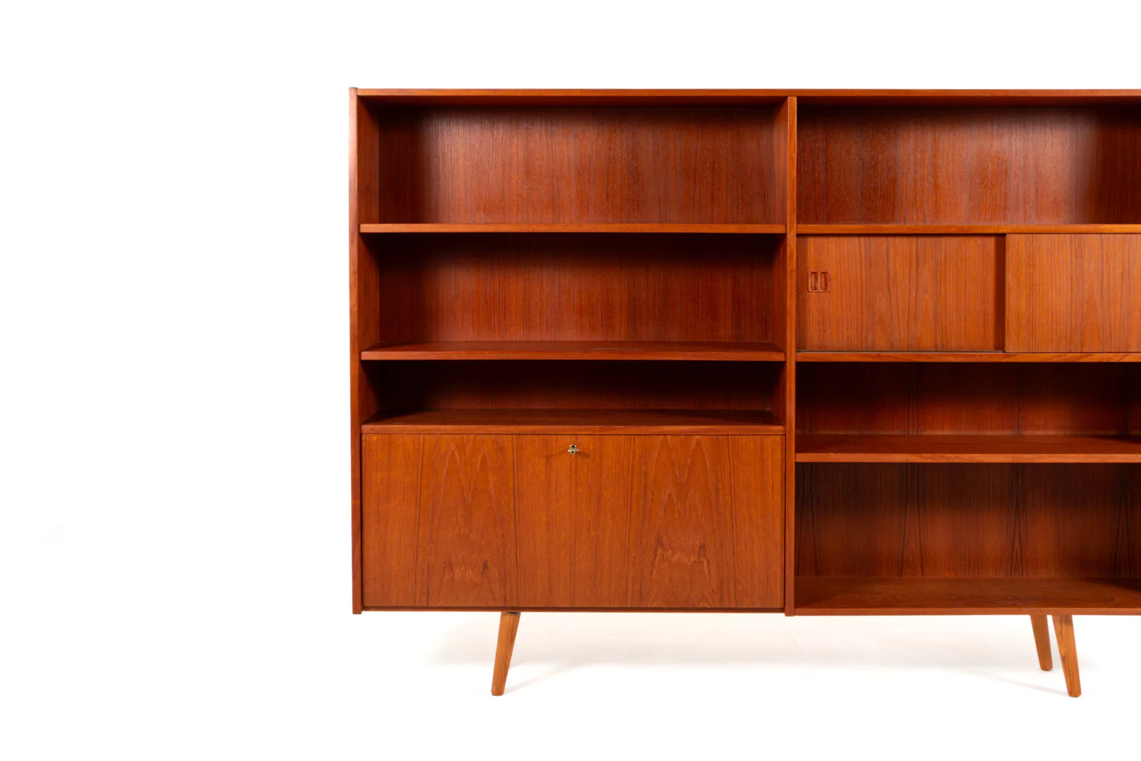 Danish Mid-Century Teak Bookcase with Sliding Doors, 1960s