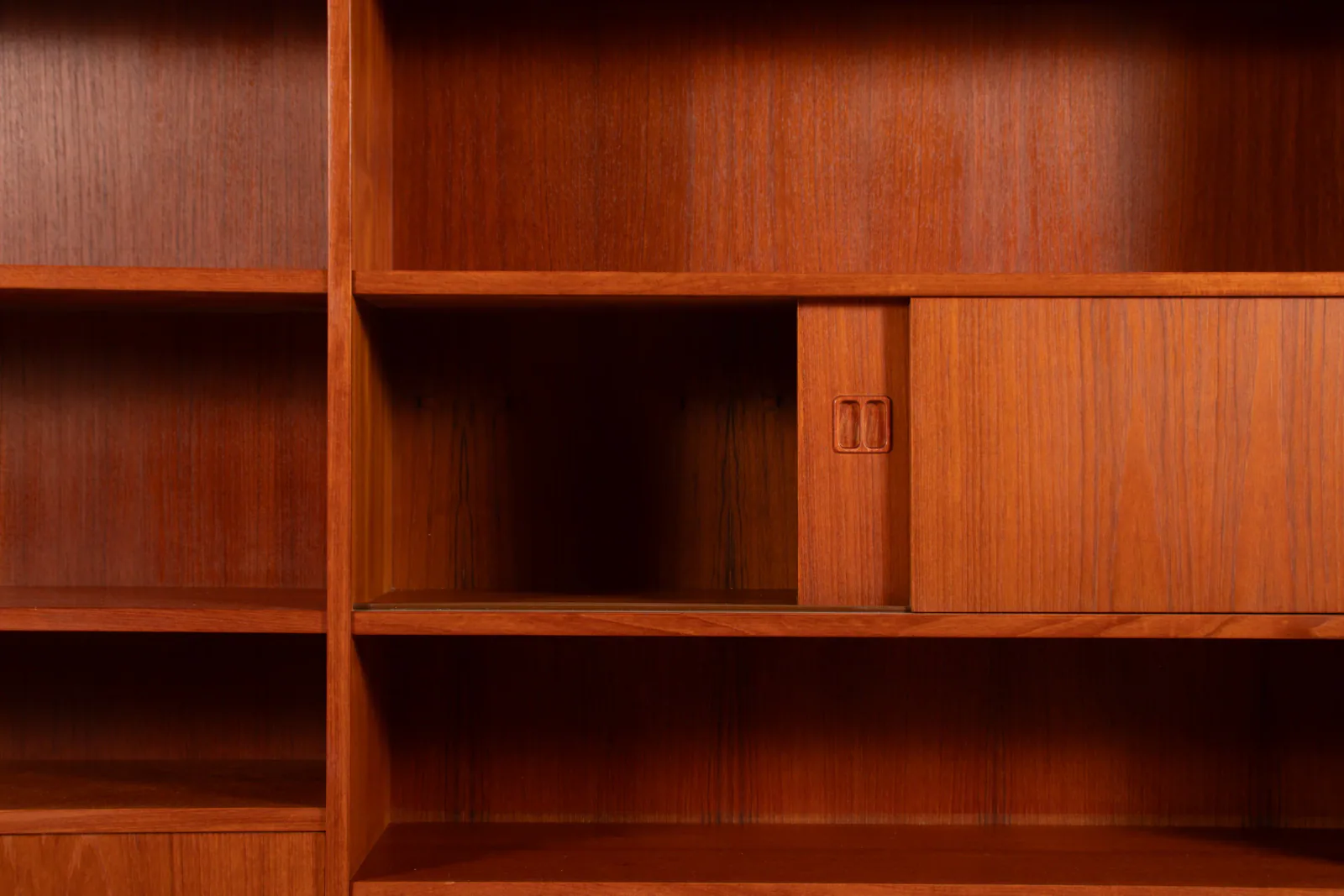 Danish Mid-Century Teak Bookcase with Sliding Doors, 1960s