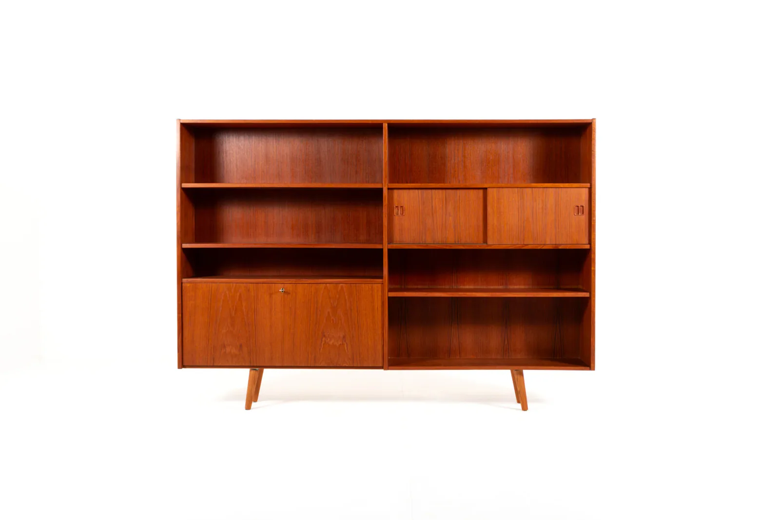 Danish Mid-Century Teak Bookcase with Sliding Doors, 1960s
