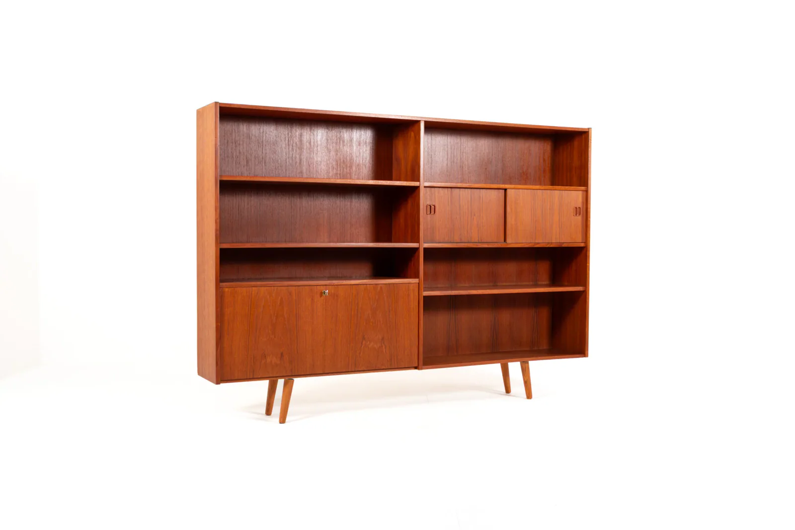 Danish Mid-Century Teak Bookcase with Sliding Doors, 1960s
